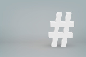 Obraz premium 3d hashtag mark symbol on scene background