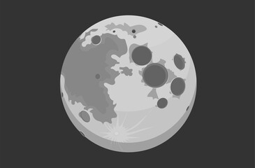 vector moon on black sky in simple cartoon style