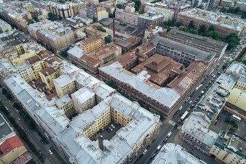 Fototapeta premium Aerial Townscape of Saint Petersburg City. Petrogradsky District