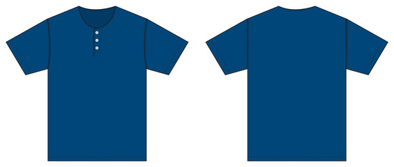 Short-sleeve shirt (Henry neck) template vector illustration
