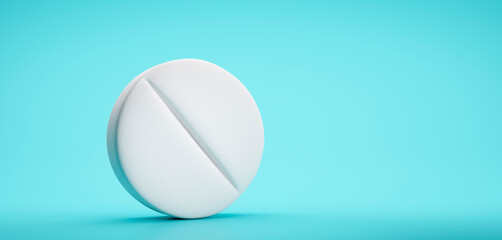 White Pills on blue background - 3D illustration	