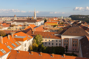 Obraz premium View of the rooftops of the historic Old Town of Budapest from a height. Hungary
