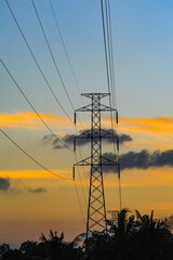 power lines at sunset