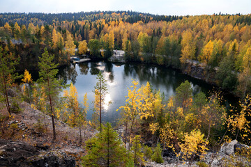 Karelia, Russia - Ruskeala park in autumn