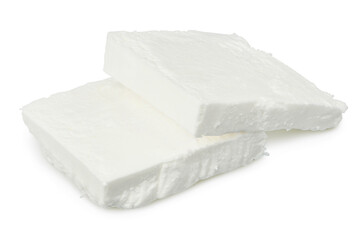 Feta cheese isolated on white background. With clipping path and full depth of field