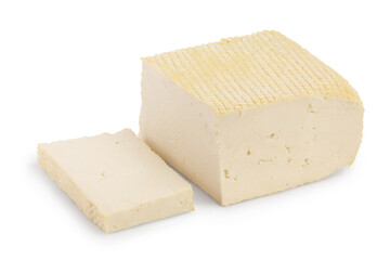 tofu cheese isolated on white background with clipping path and full depth of field,