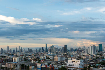 Fototapeta na wymiar Bangkok City Skyline with modern buildings, Capital city of Thailand