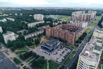 Aerial Townscape of Saint Petersburg City. Kalininsky District
