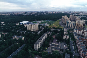 Aerial Townscape of Saint Petersburg City. Kalininsky District