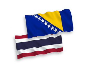 Flags of Bosnia and Herzegovina and Thailand on a white background