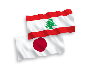 Flags of Japan and Lebanon on a white background