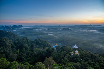 Landscape of beautiful sunrise at Khao Na Nai Luang Dharma Park in Thailand