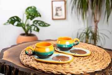 ceramic turkish coffee cups on the table