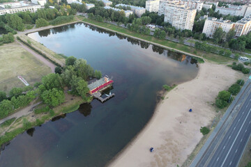 Aerial Townscape of Saint Petersburg City. Kalininsky District