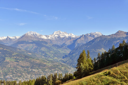 The Grand Combin, seen from Pila above Aosta