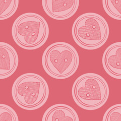 Heart in a circle. Seamless pattern on a pink background. Idea for wallpaper, textiles, packaging.