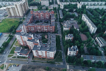 Naklejka premium Aerial Townscape of Saint Petersburg City. Kalininsky District