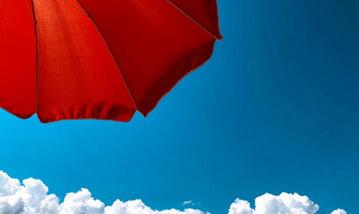 Red Parasol, blue sky, white clouds at Obersalzberg