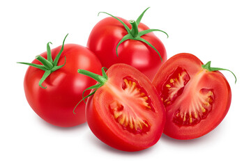 Tomato half isolated on white background with clipping path and full depth of field.