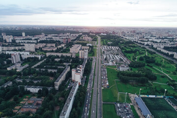 Aerial Townscape of Saint Petersburg City. Kalininsky District
