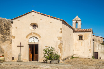 Fototapeta premium View at the Church of Santa Croce in Populonia town - Italy