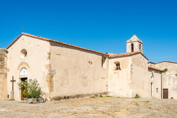 Fototapeta premium View at the Church of Santa Croce in Populonia town - Italy