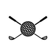 Golf club  with ball icon vector isolated on white, logo sign and symbol.