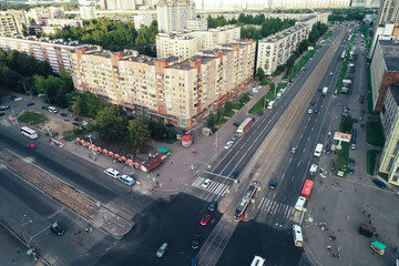 Aerial Townscape of Saint Petersburg City. Kalininsky District