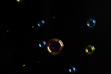 Soap Bubbles on Black Background