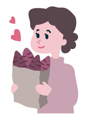 Woman eating roasted sweet potato