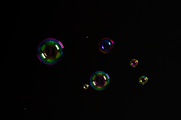 Soap Bubbles on Black Background