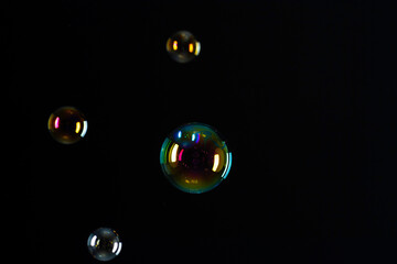 Soap Bubbles on Black Background