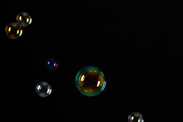 Soap Bubbles on Black Background