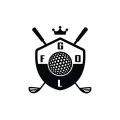 Golf club logo or icon vector isolated on white, logo sign and symbol.