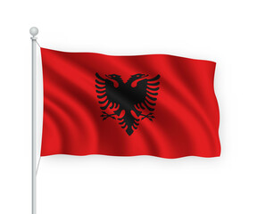 3d waving flag Albania Isolated on white background.