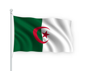 3d waving flag Algeria Isolated on white background.