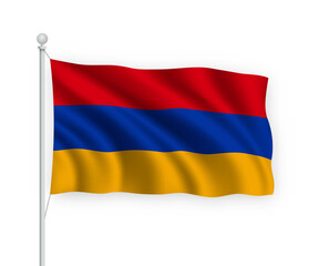 3d waving flag Armenia Isolated on white background.