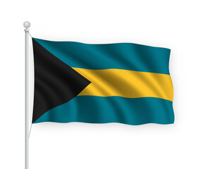 3d waving flag Bahamas Isolated on white background.