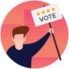 
Paper baptized with vote going inside a box denoting ballot box icon
