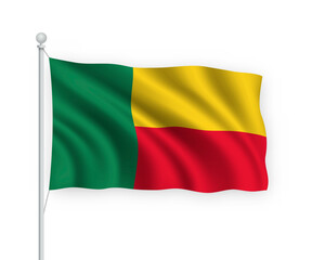 3d waving flag Benin Isolated on white background.