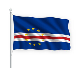 3d waving flag Cabo Verde Isolated on white background.