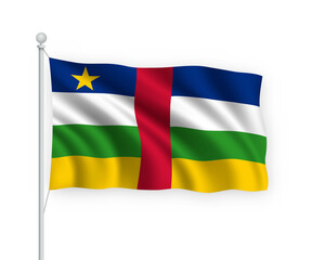 3d waving flag Central African Republic Isolated on white background.