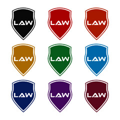 Law shield logo design, color set