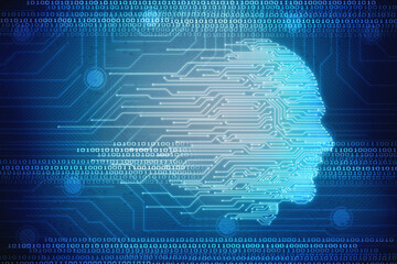 2d illustration digital Artificial mind concept