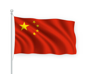 3d waving flag China Isolated on white background.