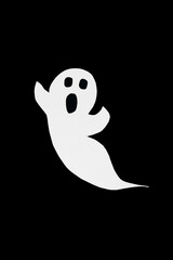 Cut out paper ghost on black background. Halloween background decor holiday concept.