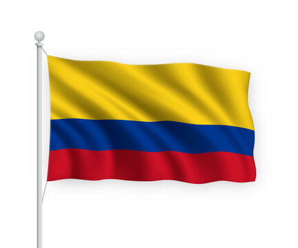 3d waving flag Colombia Isolated on white background.