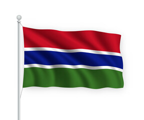 3d waving flag Gambia Isolated on white background.