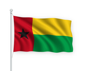 3d waving flag Guinea Bissau Isolated on white background.