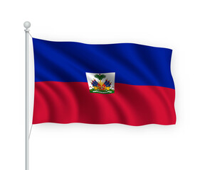 3d waving flag Haiti Isolated on white background.